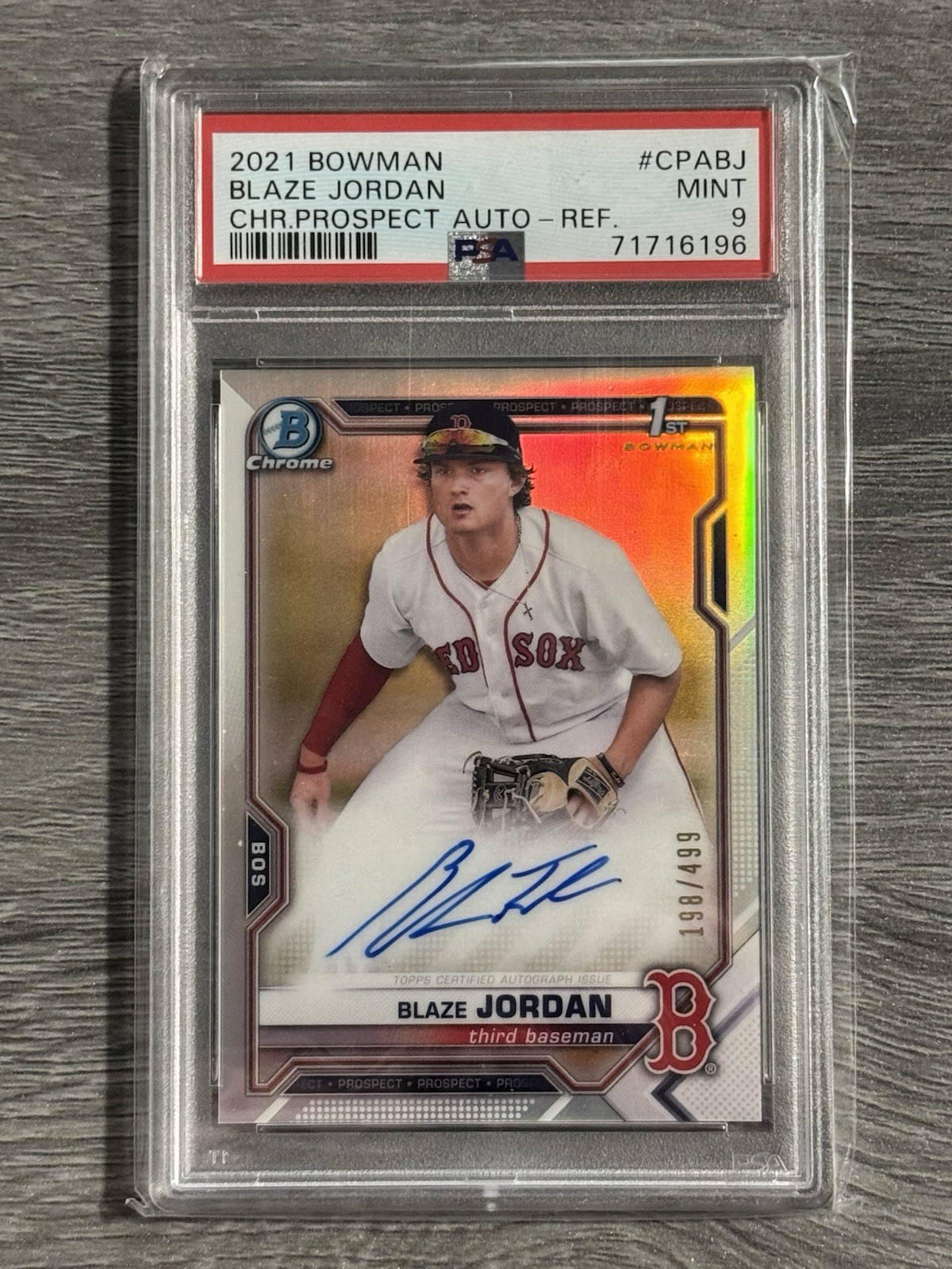 2021 (1ST) Bowman Chrome BLAZE JORDAN Auto REFRACTOR Rookie RC #’D/499 {PSA 9}
