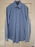 Men's Long Sleeved Jeff Banks Blue & White Tailored Fit Shirt C/size 39.5