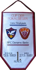 Wimpel BFC Dynamo Berlin Fussball UEFA Cup der Pokalsieger Valur Reykjavik 1989