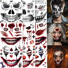 ENYACOS halloween face tattoos skeleton clown face tattoo big mouth tattoo fa...