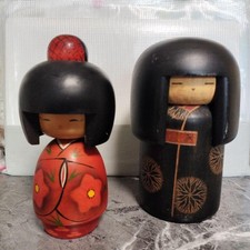 Sosaku Kokeshi Lot de 2 Fujikawa Hohoemi Sekiguchi Sansaku Collectible 15+