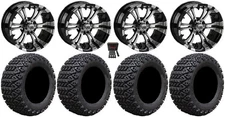 LSI Warlock 12" Black Golf Wheels 23x10.5-12 X-Trail Tires E-Z-GO & Club Car