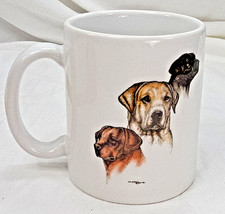 1995 Laura Rogers Dog Coffee Mug Cup Made In USA Retriever Lab Art Ceramic Vtg