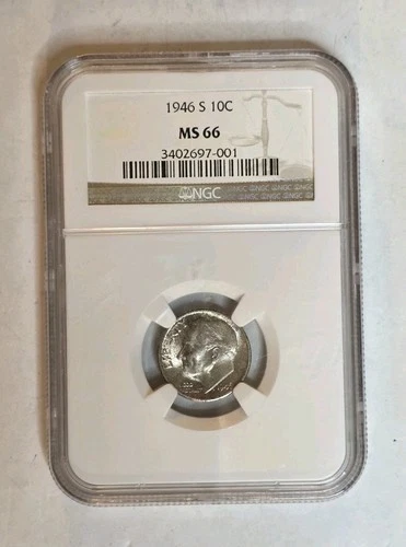 1946-S 10C NGC MS 66 Roosevelt Dime