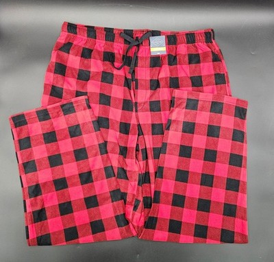 St. Johns Bay Mens Red & Black Buffalo Plaid Pajama Pants XL Polyester Sleepwear