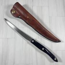 Vintage CUTCO 1760 Fillet Knife Leather Sheath Brown Fishing Hunting USA 1988