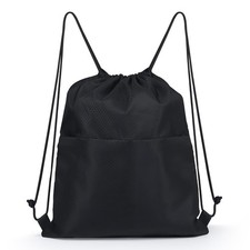 Drawstring Backpack Gym Bag for Men  Women, Lightweight Swim Bag with Front ...