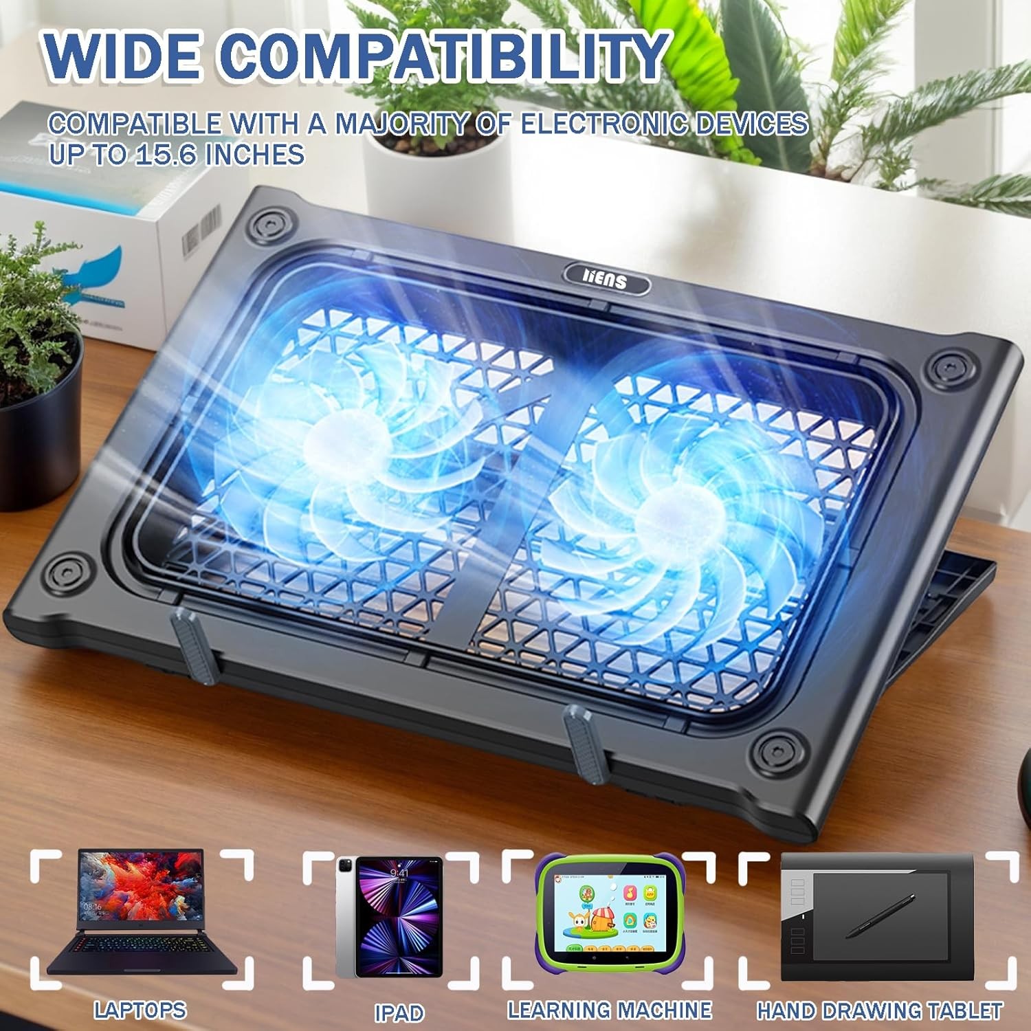LIENS Laptop Cooling pad Laptop Cooler Stand Laptop Fan Cooling pad for 12-15.6 