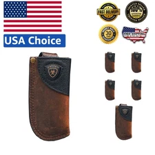 Lightweight Distressed Brown Knife Sheath with Complimentary Duster Bag - 7x3x1