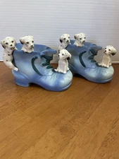 Pair Of Lipper & Mann Dalmatian Puppies in a Shoe Figurines MCM