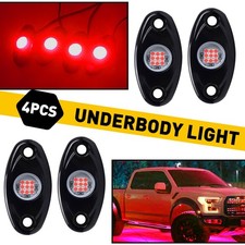 For Truck ATV Boat Red 4 LED Pods Rock JEEP Lights Offroad Car Underbody Light