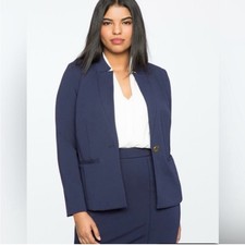 Eloquii Navy Blue Stretch Single Button Blazer NWT 14