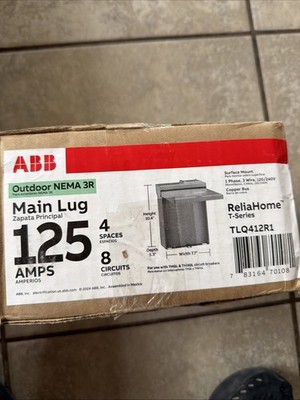 ABB 125A 4 Space 8 Circuit Outdoor Main Lug Panel TLQ412R1