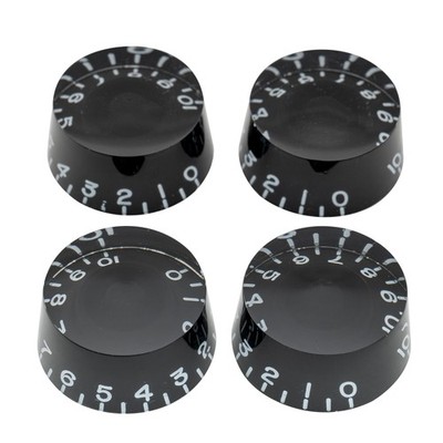 Musiclily Pro 4Pcs Black Left Hand Metric 18 Spline Knob For Asia Import Guitar