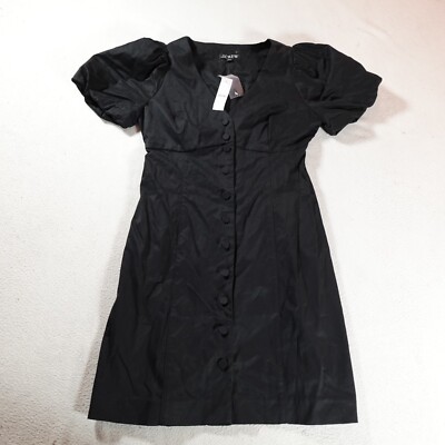 J Crew Shirt Dress Womens 2 Extra Small Black Mini Button Front Flutter Sleeve