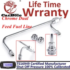 Chrome Dual Feed Fuel Line For Holley Carburetor 4150 Double Pumper 3/8 Hose Bbc