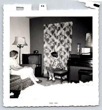 Vintage Photo - 1954 Living Room Watching Televsion