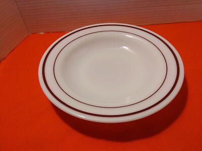Vintage Pyrex Tableware by Corning Brown Double Band #715-16  Soup Bowl Plate 9''