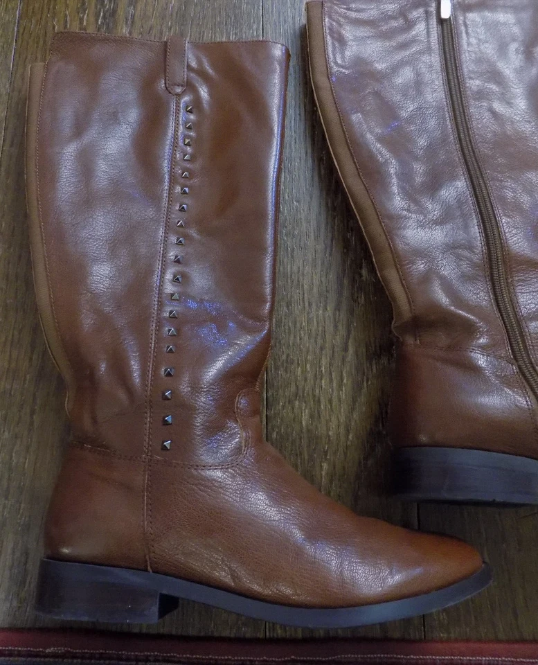 Botas Marc Fisher 8 W Cremallera Completa Cuero Marrón Óxido Elastizadas Espalda Hasta la Rodilla Montar Foto 2 de 4