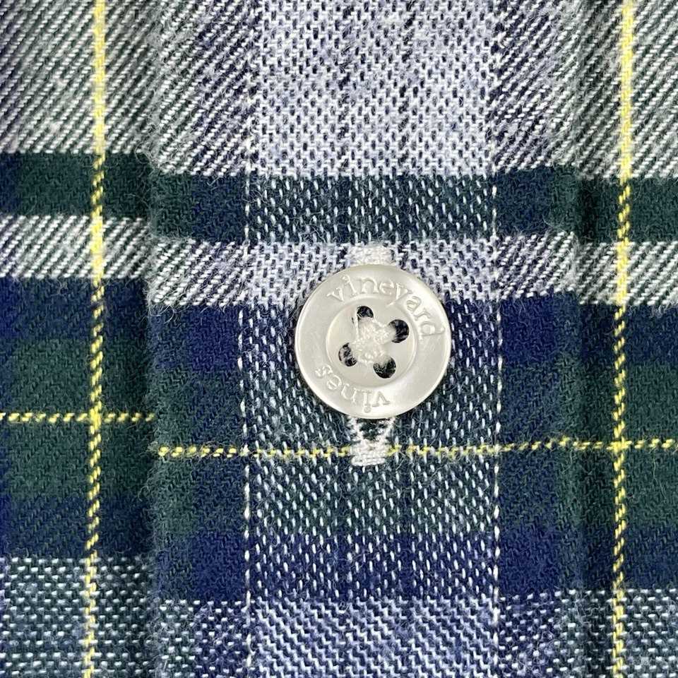 Vineyard Vines Shirt Boys XL Green Blue Plaid Youth Whale Preppy Flannel School - Image 4 of 4