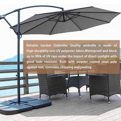 3M Tilt Aluminium Parasol Umbrella Grey Garden Patio Table Shade Canopy Large UK - Picture 15 of 23