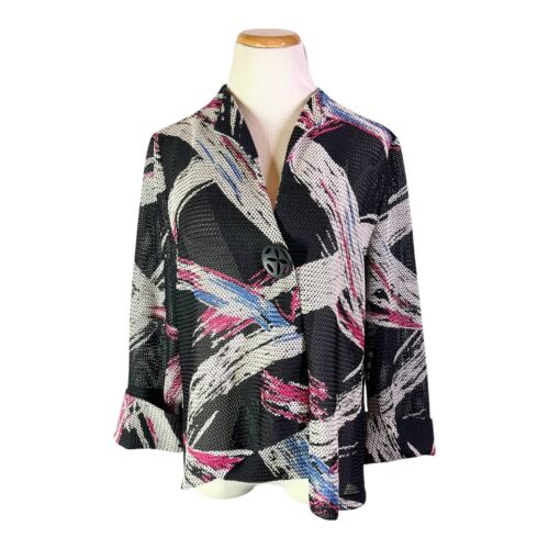 IC by Connie K Size L Light Open-Knit Jacket Button-Front