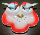 Vintage Blue Bird Nodders Ceramic Porcelain Trinket Jewelry Dish Bluebirds — photo 2