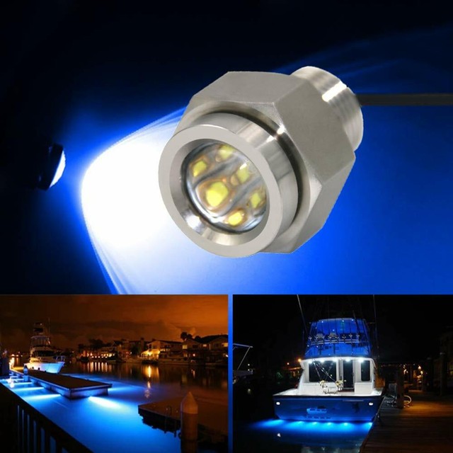 IP68 Boat Drain Plug Fish Blue LED Light Underwater Yacht Lamp eBay
