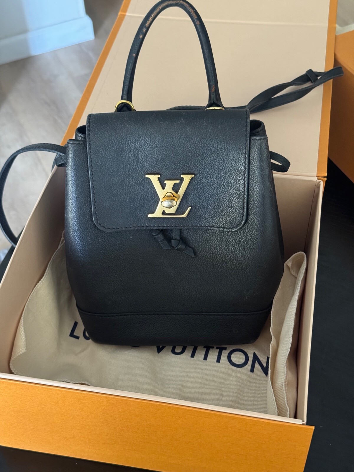 Louis Vuitton Lock Me Backpack Black Leather