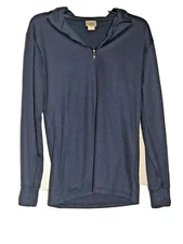 LL Bean Mens Size M Blue 1/4 Zip  Base Layer Pullover Shirt USA Made