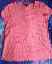 AB STUDIO TOP SIZE M Pink Short Sleeve Ruffled