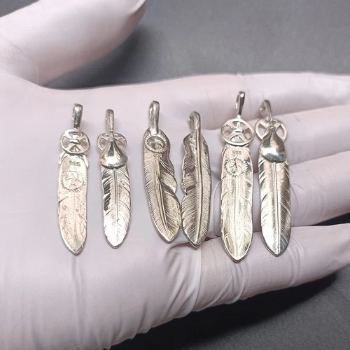 REAL 925 Sterling Silver Indian Thunderbird Feather Pendant Charm DIY Jewelry - Picture 2 of 15
