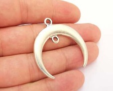 Crescent Charm Moon Connector Antique Silver Plated Pendants 37mm G22108