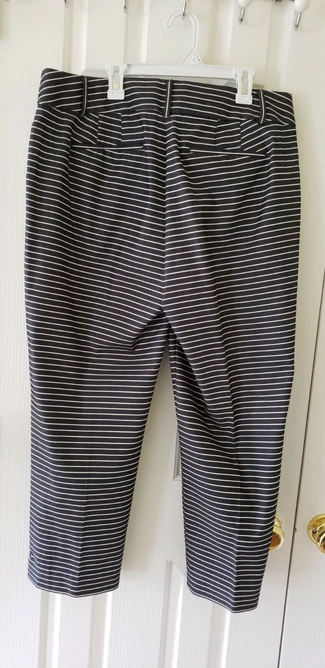 Pantalones informales Ann Taylor LOFT para mujer Julie azul marino a rayas 12 usados en excelente estado Foto 3 de 4