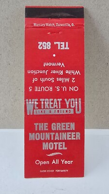 Vintage Matchbook Cover THE GREEN MOUNTAINEER MOTEL White River Junction Vermont