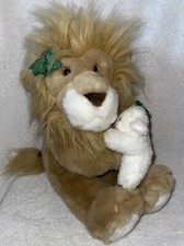 Vintage 16  Lion and Lamb plush stuffed animal Christmas 1994 Commonwealth Toys