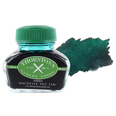 Thornton's Luxury Goods Fountain Pen Ink Bottle, 30ml - Green