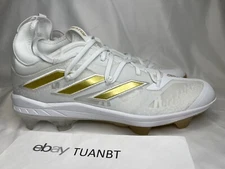 BRAND NEW Adidas Adizero Afterburner 8 Mens TPU Baseball Cleats GZ6513 Wht/Gold