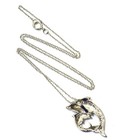 New 925 Sterling Silver .10ct diamond Twin Dolphins pendant necklace 4.6g  18" — photo 5