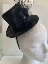 Derby Women's Fascinator Black Hat Headband Mad Hatter Wedding Party Cosplay