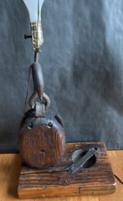 Nautical Table Lamp Industrial Wooden Pulley Block From Hatches And Things
