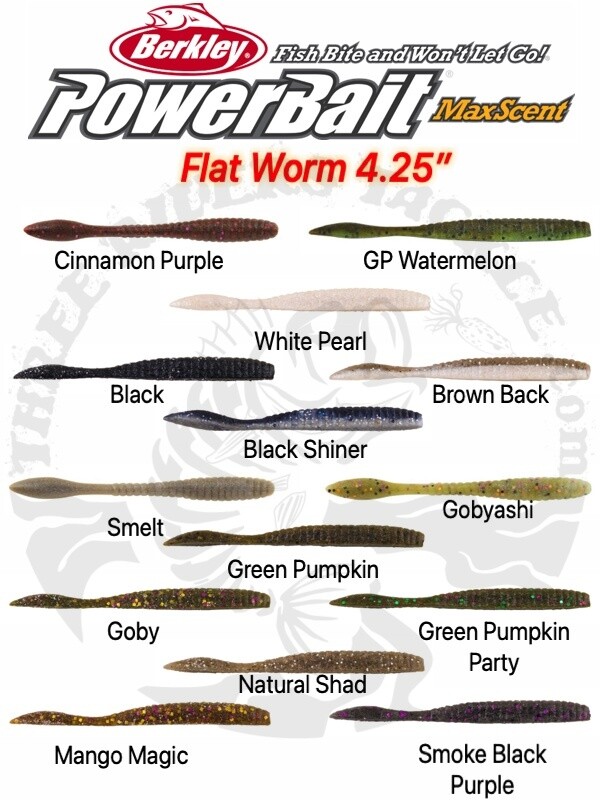 Berkley PowerBait MaxScent ワーム 8個入り　10個 PowerBait MaxScent Flatworm 3.6inch (フラットワーム 3.6