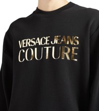 VERSACE JEANS MEN COUTURE BLACK  GOLD EMBROIDERED LOGO SWEATSHIRT/SHIRT Sz. M