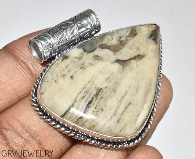 Wave Jasper Gemstone 1.6'' Handmade Pendant 925 Silver Plated U487-D144