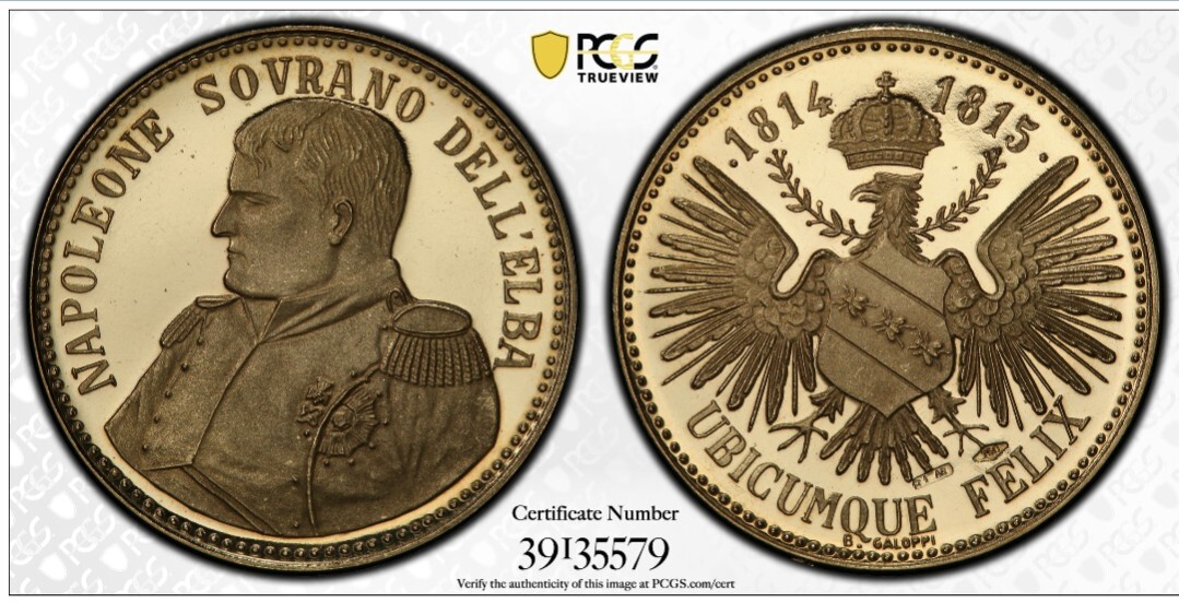 1970 Italy Napoleon Gold Sovereign of Elba Commemorative Gold