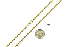 14k Gold Plated over 925 Sterling Silver Moon Cut DiamondCut BEAD Chain Necklace