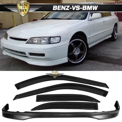 Fits 94-95 Honda Accord T-R PP Front Bumper Lip Spoiler + 4PCS Window Visors