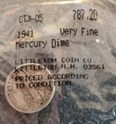 1941 Mercury Dime, Certified Very Fine Condition