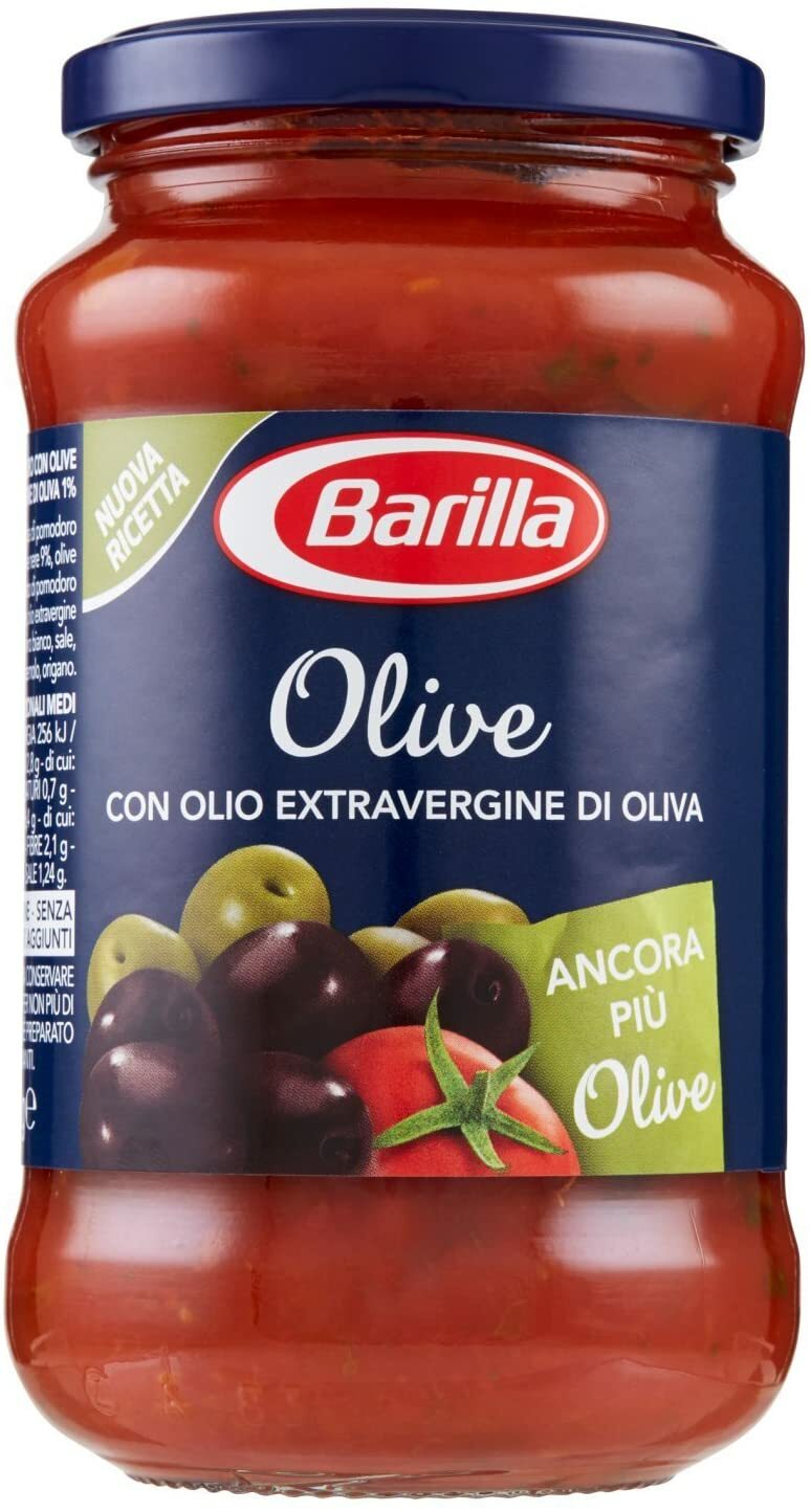 Barilla Sugo Pronto di Pomodoro 100% Italiano con Olive Nere, ecc. , 400g