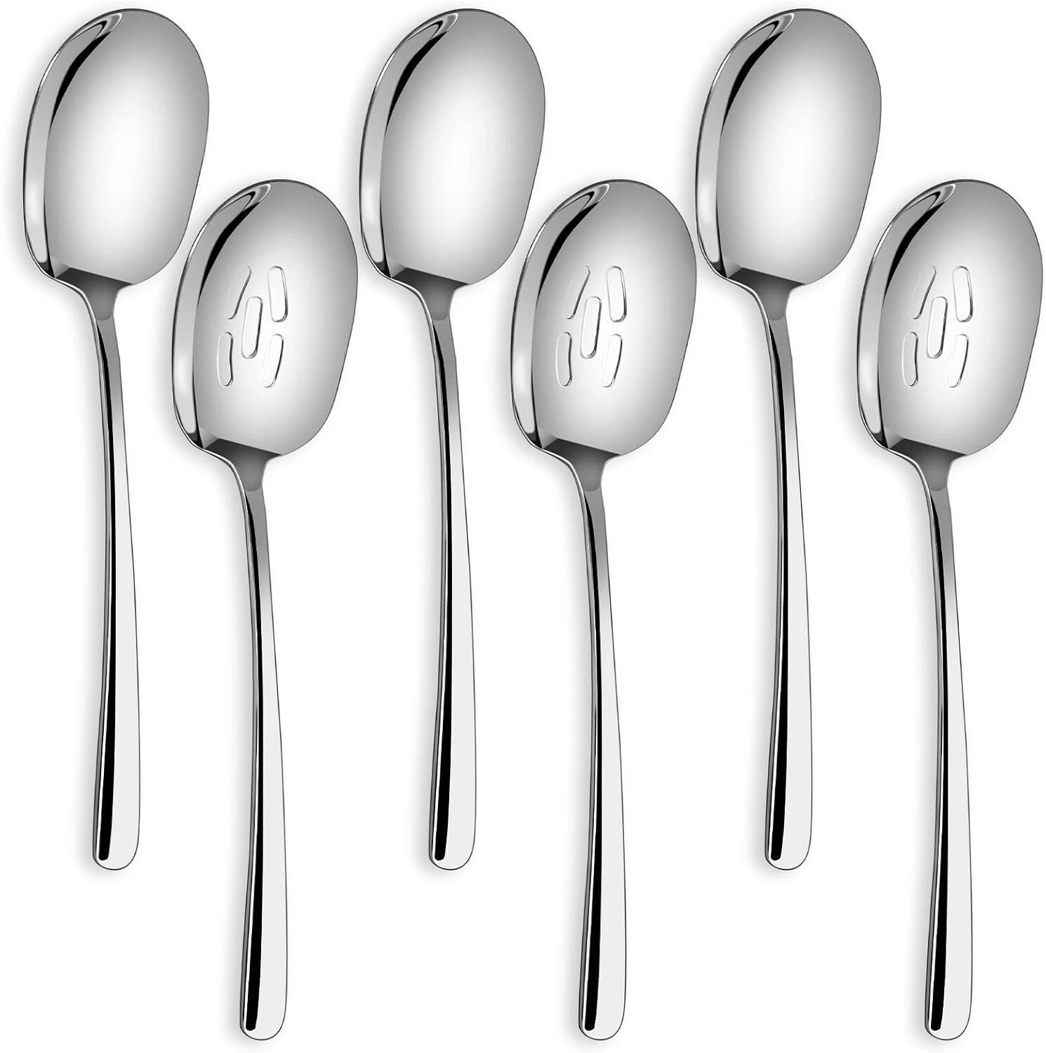X-Large Serving Spoons Set12 Inch Slotted Spoon and Serving SpoonSpoons Silve...